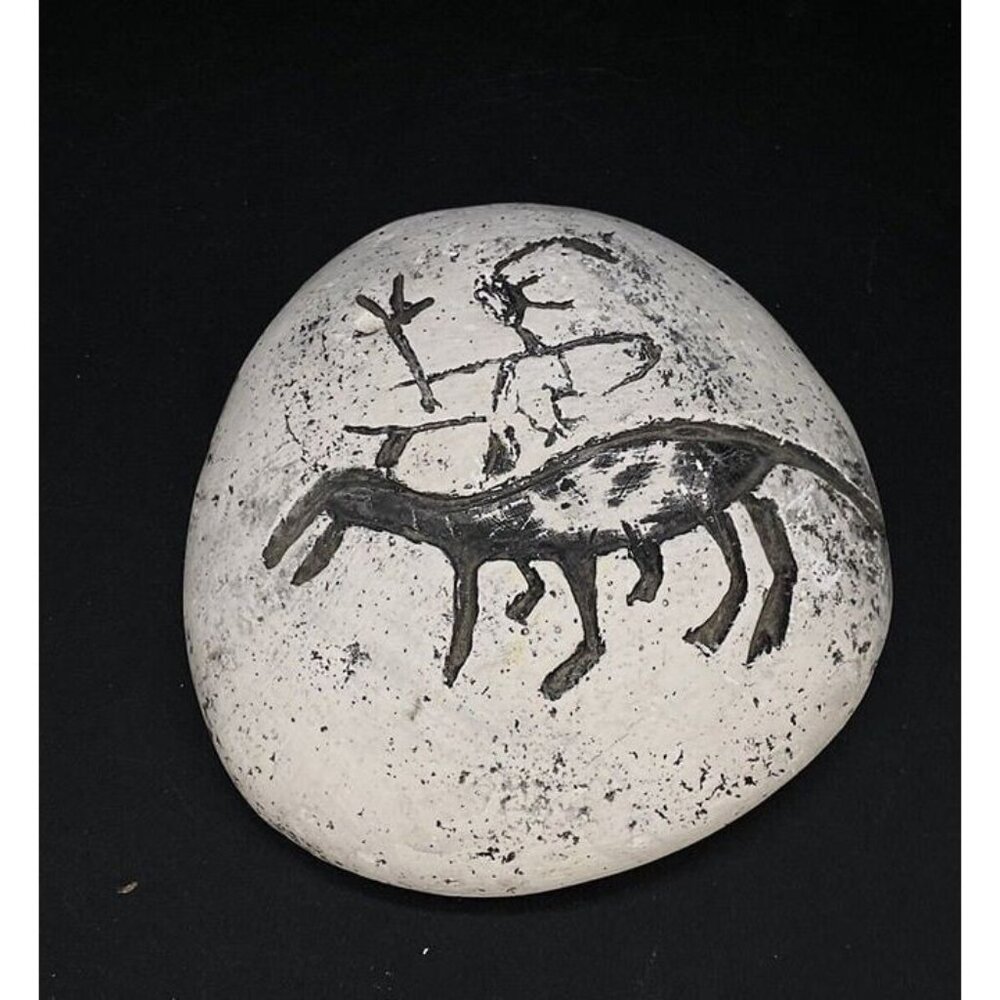 Bekka St. Helens Ash USA Round Native Cave Drawing Art Paperweight